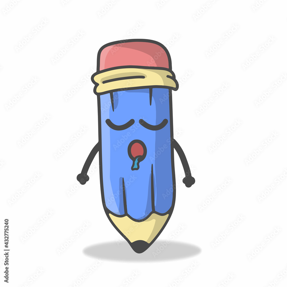 Cute Pencil Character Flat Cartoon Vector Template Design Illustration Cute Pencil Character Flat Cartoon Vector Template Design Illustration
