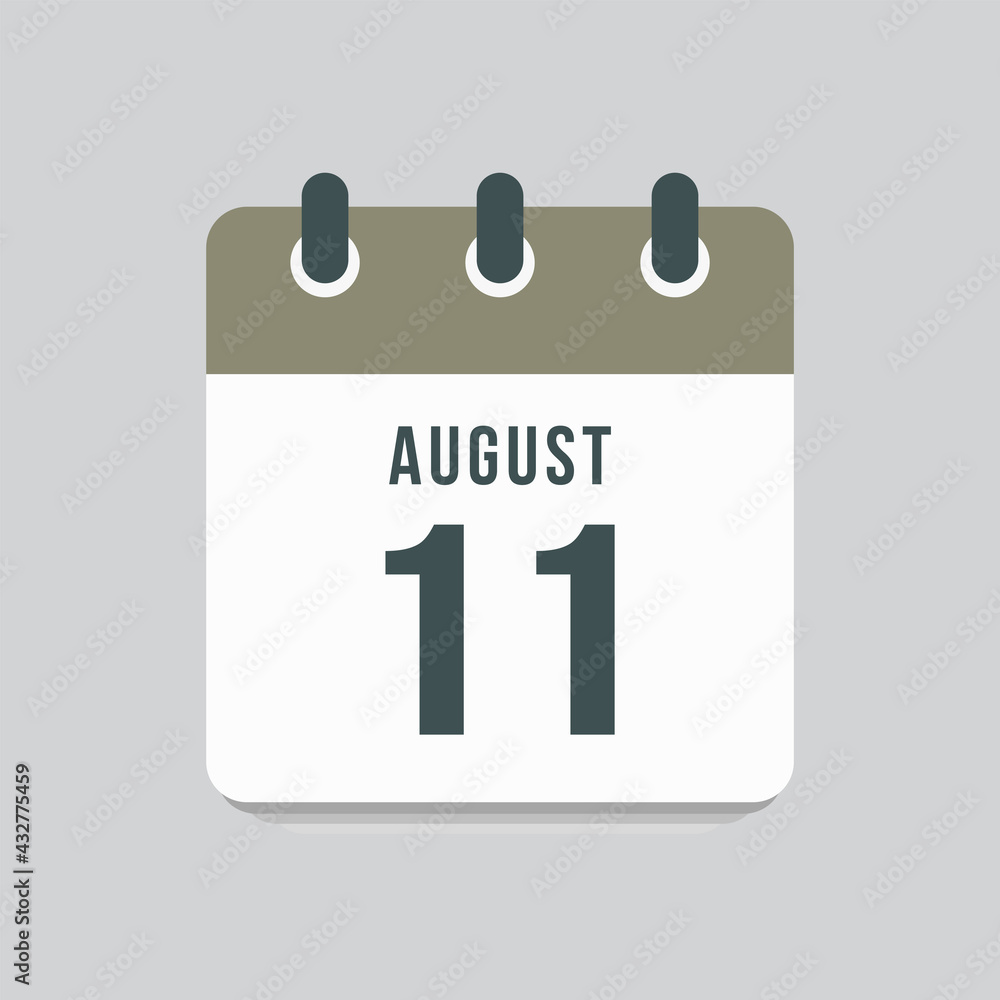 Icon day date 11 August, template calendar page Icon day date 11 August, template calendar page