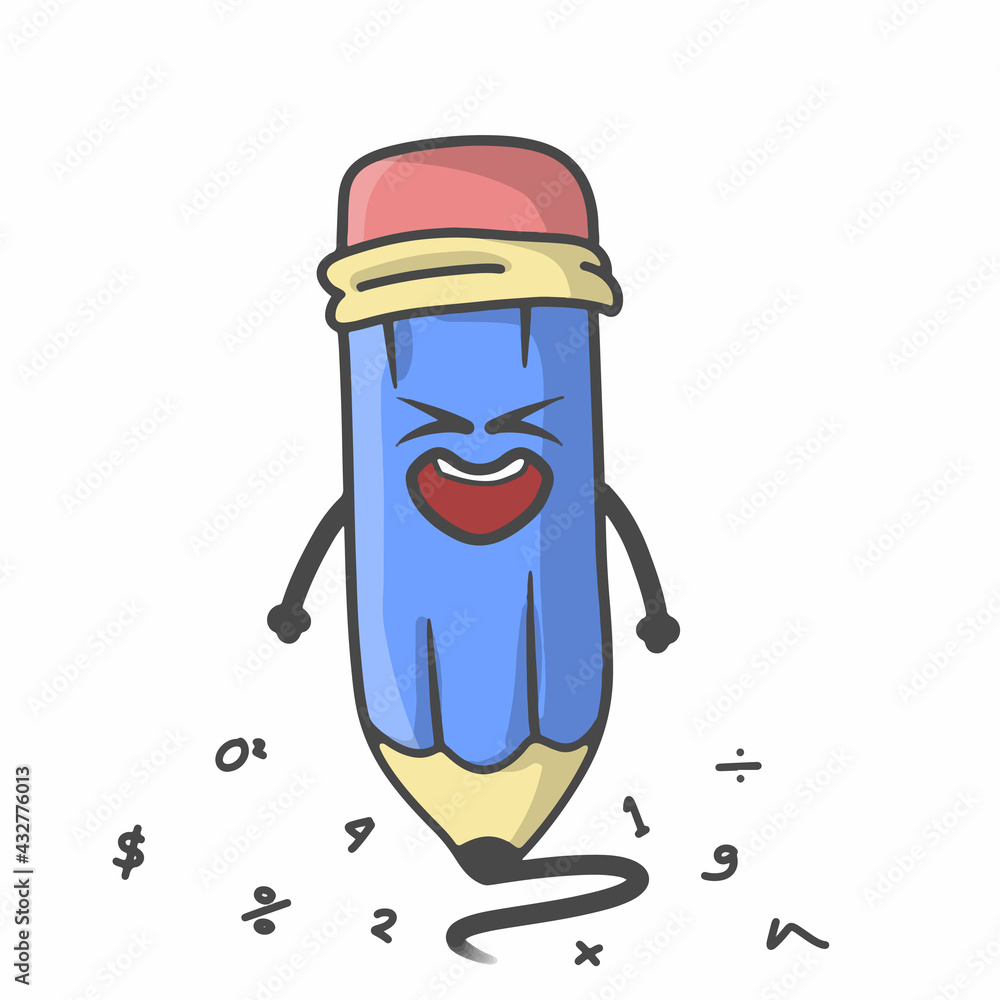 Cute Pencil Character Flat Cartoon Vector Template Design Illustration Cute Pencil Character Flat Cartoon Vector Template Design Illustration