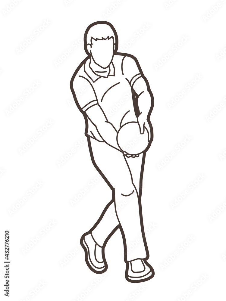 Fototapeta premium Bowling Sport Male Player Pose Cartoon Graphic Vector