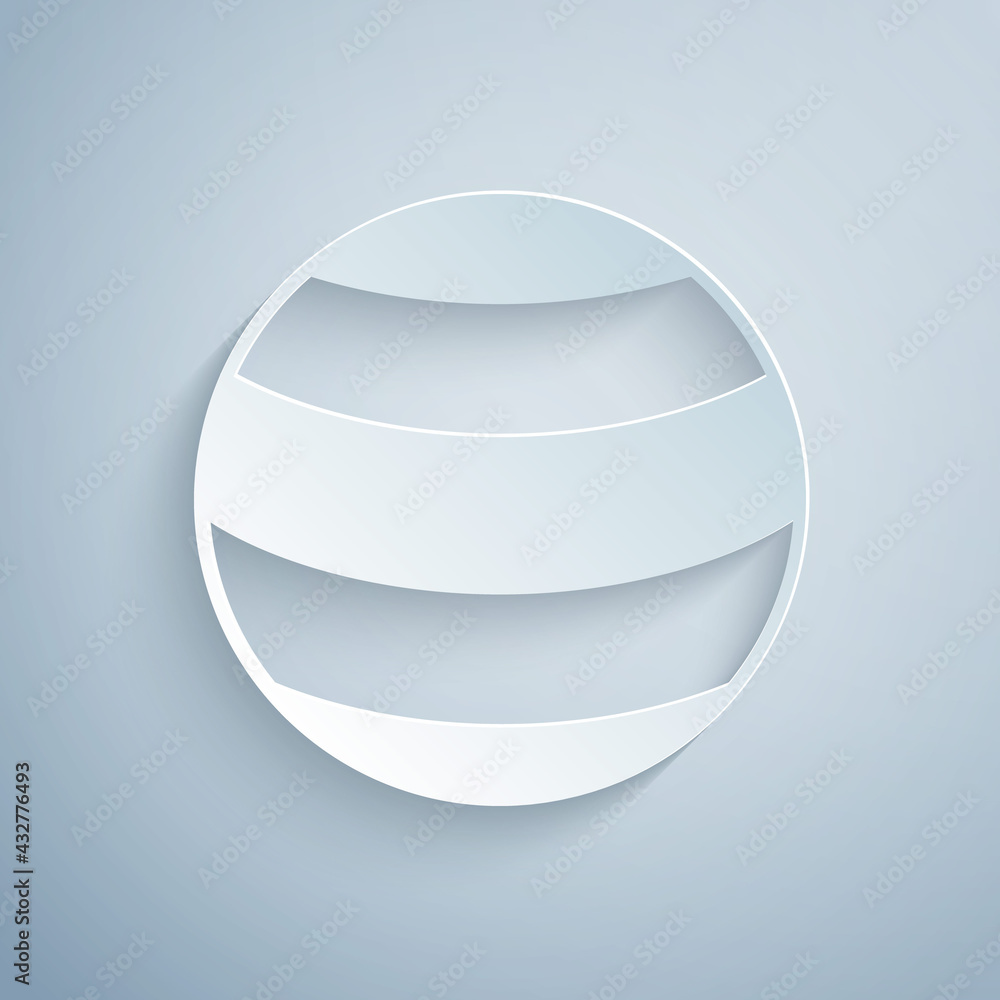 Paper cut Planet icon isolated on grey background. Paper art style. Vector Paper cut Planet icon isolated on grey background. Paper art style. Vector