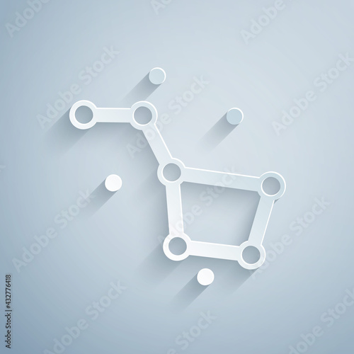 Paper cut Great Bear constellation icon isolated on grey background. Paper art style. Vector