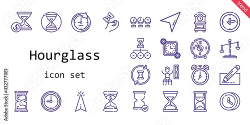 hourglass icon set. line icon style. hourglass related icons such as cursor, timer, law, edit, hourglass, clock, time,