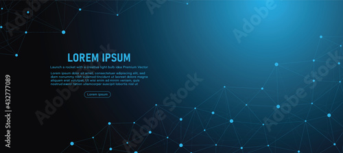 low poly global connection vector banner design with line and dots Abstract geometric digital background