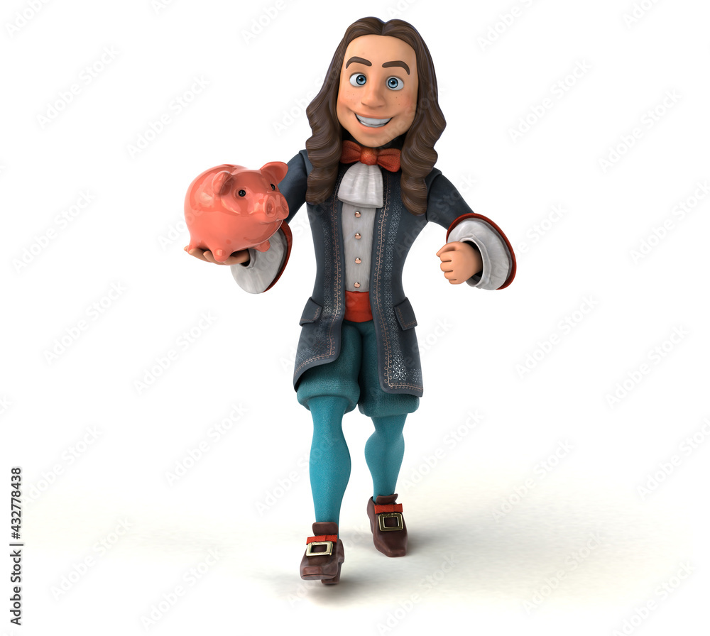 3D Illustration of a cartoon man in historical baroque costume 3D Illustration of a cartoon man in historical baroque costume