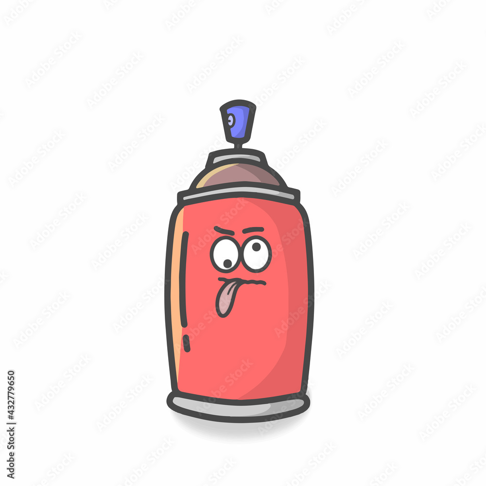 Obraz premium Cute Spray Can Character Flat Cartoon Vector Template Design Illustration