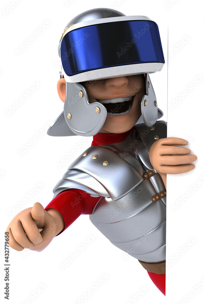 Fun 3D Illustration of a roman soldier with a VR Helmet