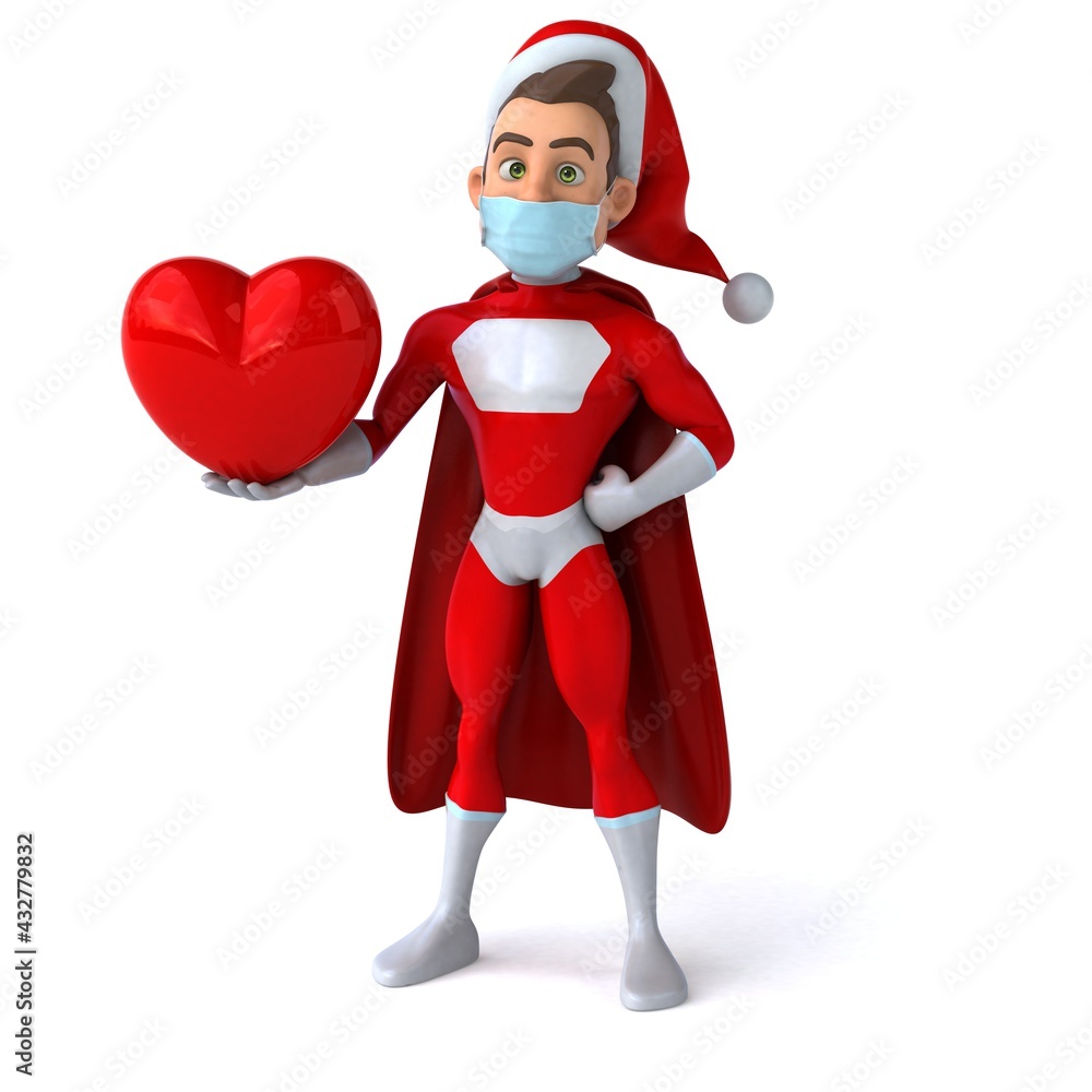 Fun 3D illustration of a cartoon Santa Claus with a mask Fun 3D illustration of a cartoon Santa Claus with a mask