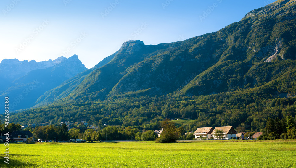 Alpine landscape with village