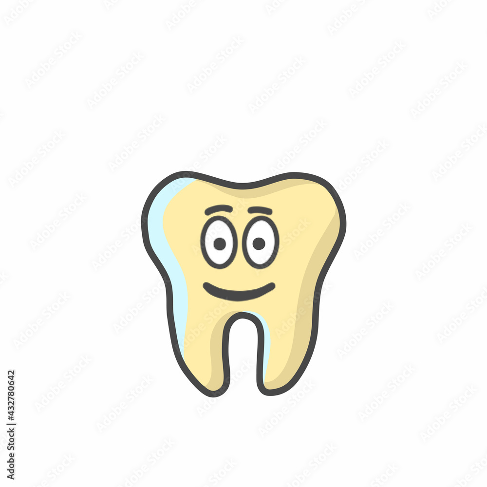 Cute Tooth Character Flat Cartoon Vector Template Design Illustration Cute Tooth Character Flat Cartoon Vector Template Design Illustration