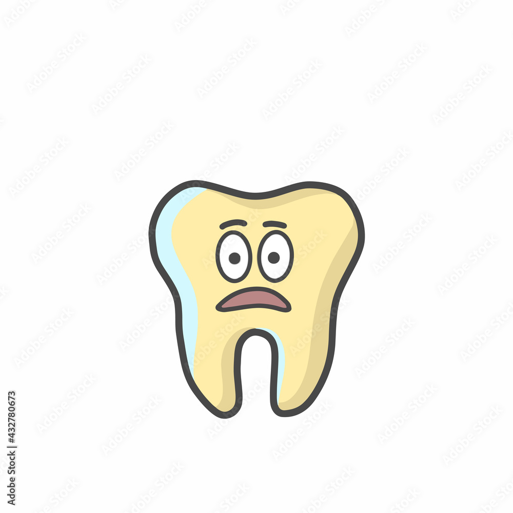 Cute Tooth Character Flat Cartoon Vector Template Design Illustration Cute Tooth Character Flat Cartoon Vector Template Design Illustration