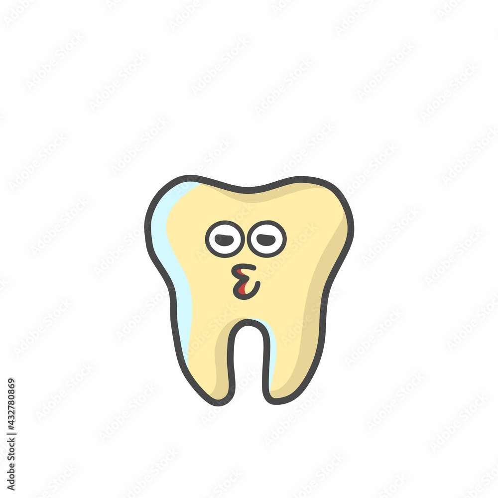 Cute Tooth Character Flat Cartoon Vector Template Design Illustration Cute Tooth Character Flat Cartoon Vector Template Design Illustration