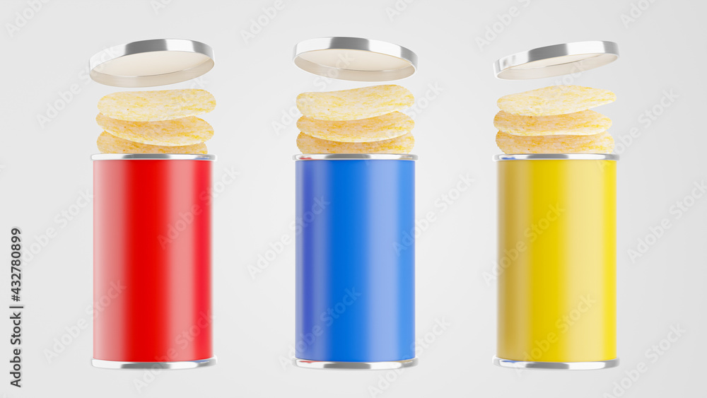 3d render of potato chip bottle collection for product display 3d render of potato chip bottle collection for product display