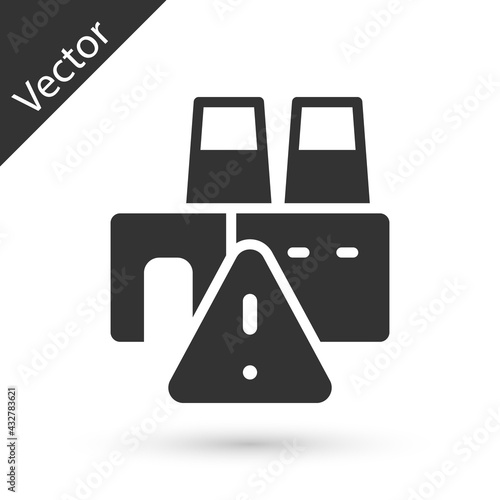 Grey Shutdown of factory icon isolated on white background. Industrial building. Vector