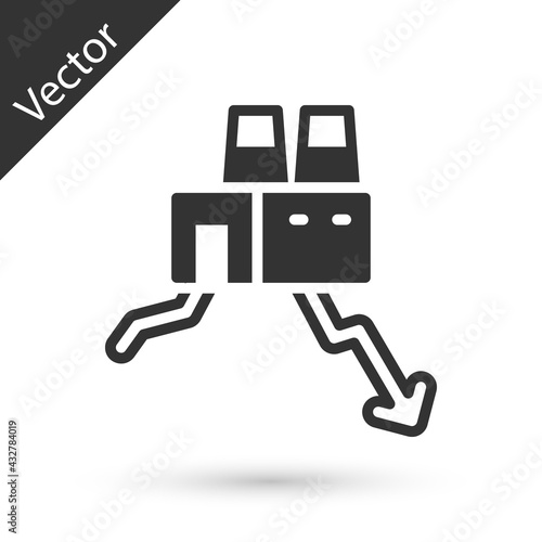 Grey Shutdown of factory icon isolated on white background. Industrial building. Vector