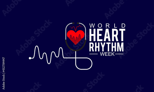 World Heart Rhythm Week Awareness Concept Observed on June Every Year. Template for background, Banner, Poster, Card Awareness Campaign.