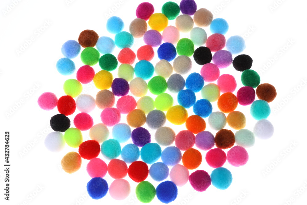 Colorful Pompom in white background Colorful Pompom in white background