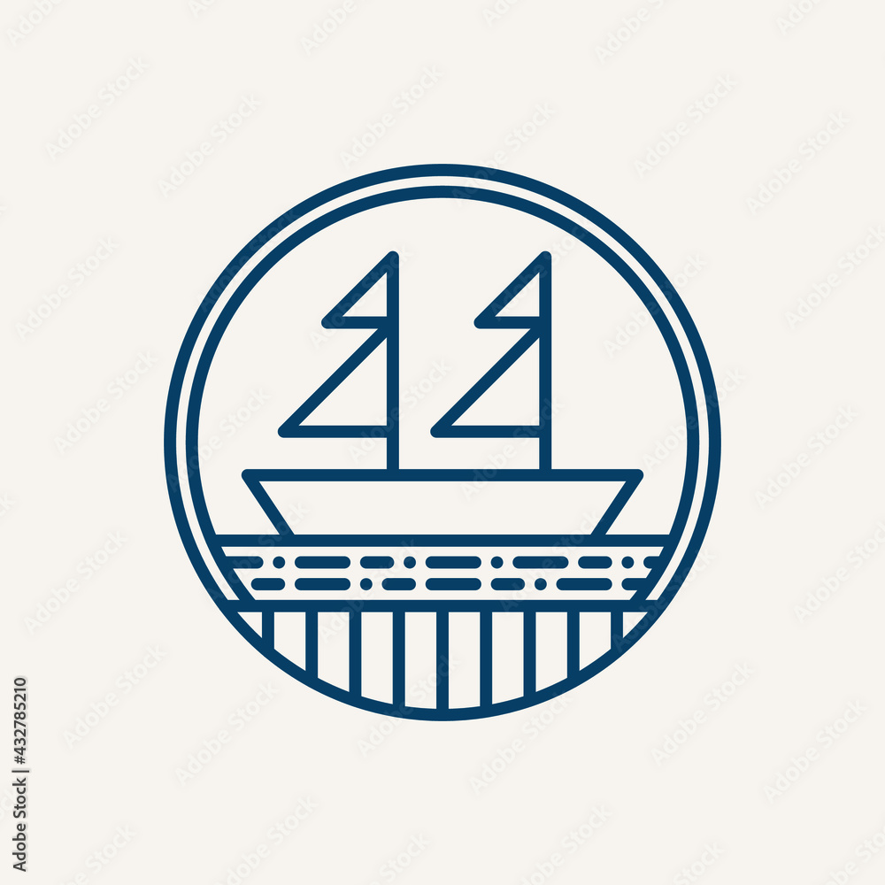 Sailing ship logo template with line style Sailing ship logo template with line style