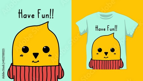 Cute Bird illustration shirt design for kid