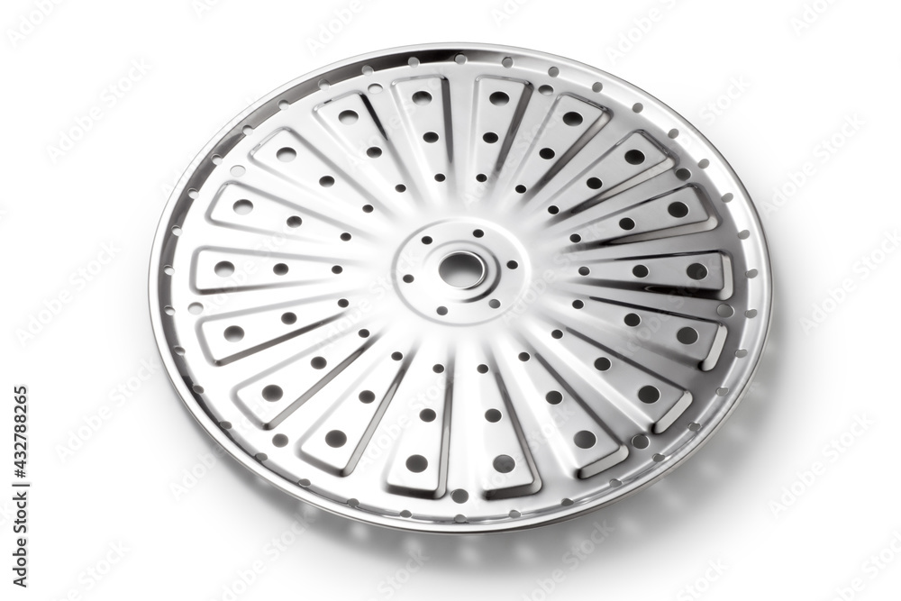 Stainless steel steamer tray isolated on white background. Kitchenware. Stainless steel steamer tray isolated on white background. Kitchenware.