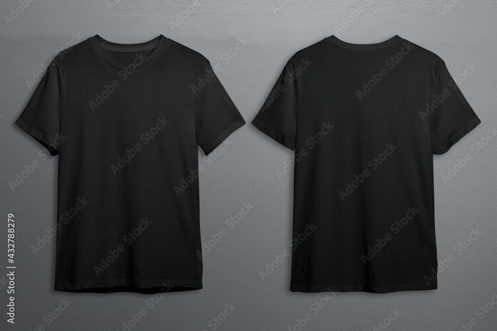 Black t-shirts with copy space - obrazy, fototapety, plakaty 