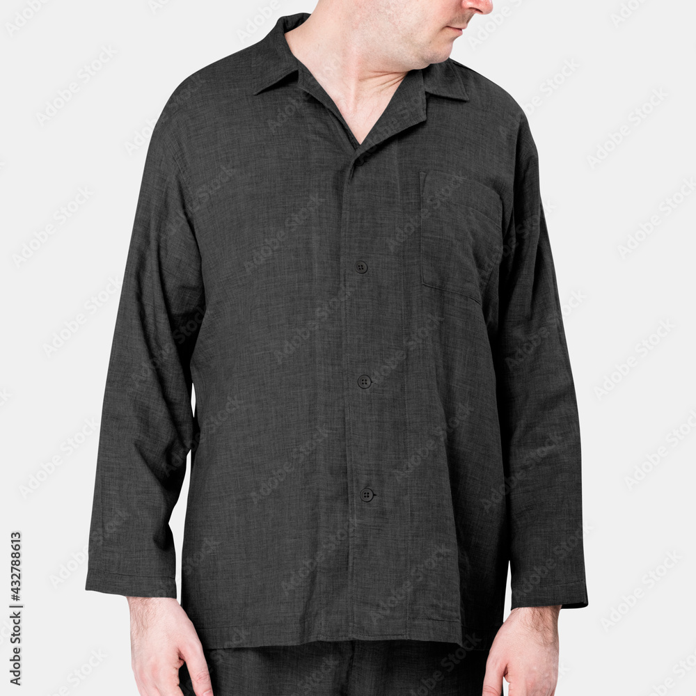 Man wearing black pajamas sleepwear Man wearing black pajamas sleepwear
