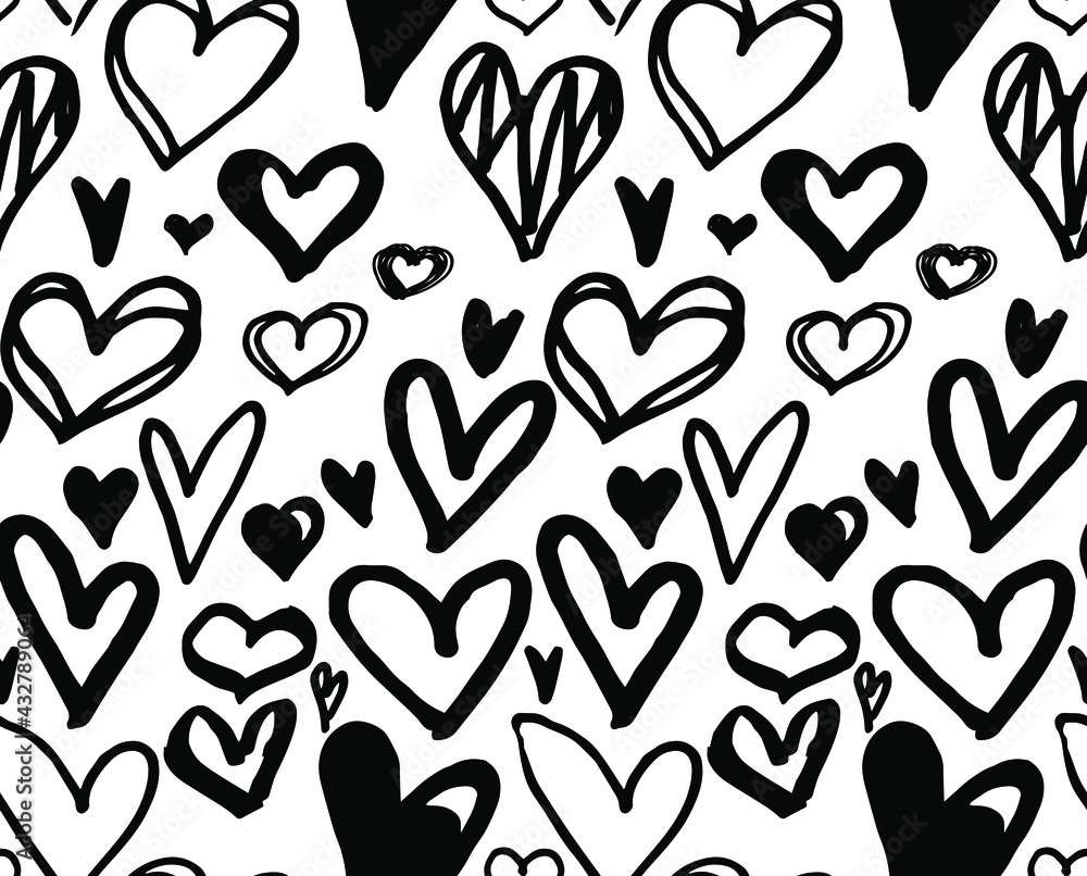 Hand drawn doodle hearts seamless pattern great for Valentine's Day, Weddings, Mother's Day - textiles, banners, wallpapers, backgrounds. Hand drawn doodle hearts seamless pattern great for Valentine's Day, Weddings, Mother's Day - textiles, banners, wallpapers, backgrounds.