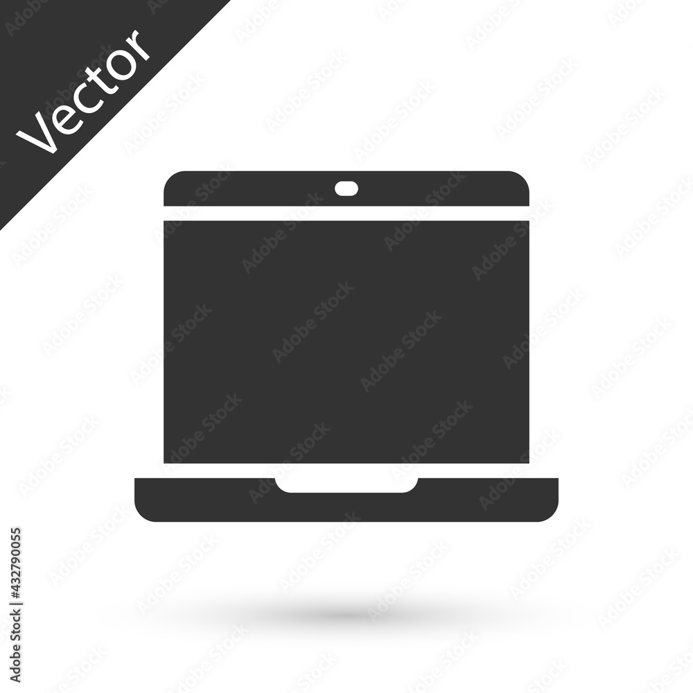 Grey Laptop icon isolated on white background. Computer notebook with empty screen sign. Vector Grey Laptop icon isolated on white background. Computer notebook with empty screen sign. Vector