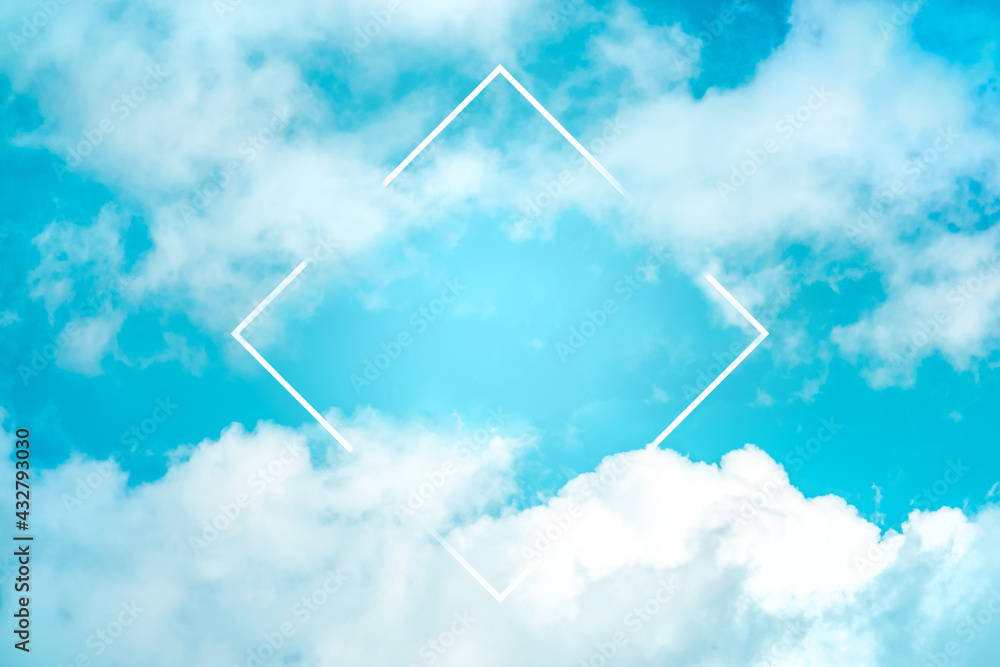 Obraz premium Vibrant sky background with a frame for text or logo. Abstract design template