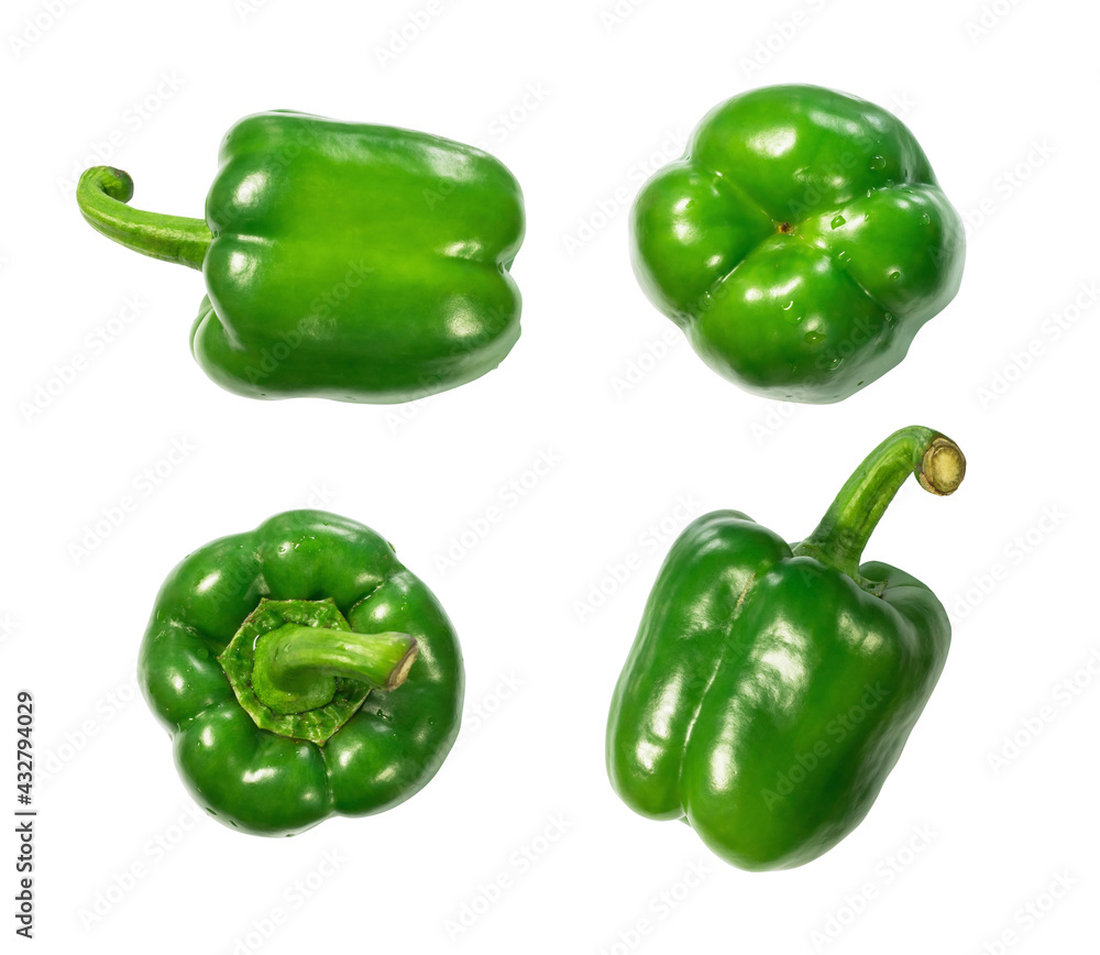 Green bell pepper isolated on white background. With clipping path Green bell pepper isolated on white background. With clipping path