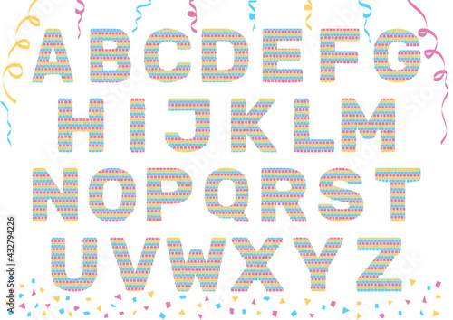Letter shaped pinatas. Mexican party game for birthday, anniversary, wedding party. Design element for greeting cards, invitation, banner, flier.