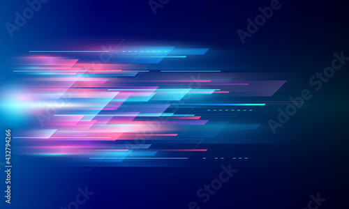 Modern abstract high speed movement. Colourful dynamic motion on blue background. Movement sport pattern for banner or poster design background concept.
