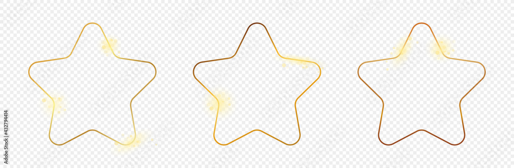 Obraz premium Gold glowing rounded star shape frame