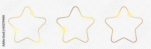 Gold glowing rounded star shape frame