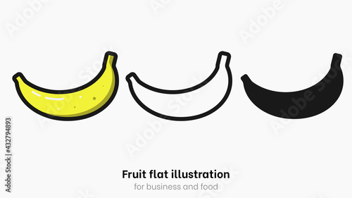 Banana vector icon set isolated on white background. Yellow banana fruit with peel, tropical fruit for monkey and healthy food. Cute juicy vegan object for sticker and logo. Banana vector set
