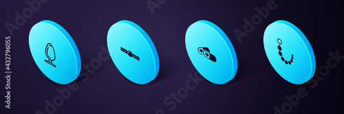 Set Isometric Anal beads, Pills for potency, Silicone ball gag and plug icon. Vector