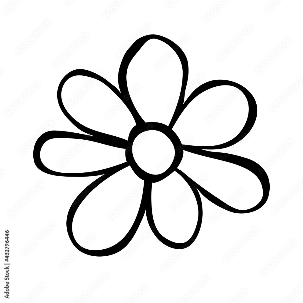 Flower icon. Hand drawn simple black outline vector illustration clip art in doodle style, isolated on white background Flower icon. Hand drawn simple black outline vector illustration clip art in doodle style, isolated on white background