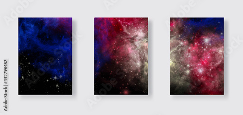 Space Abstract Galaxy Banners set. Vector design.