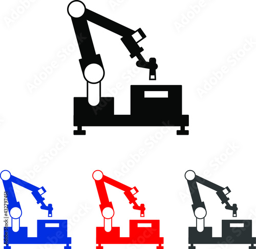 Automation, conveyor, factory, manufacturing, packing, picking, robot icon vector