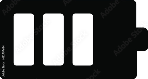 Battery icon vector 75% charge