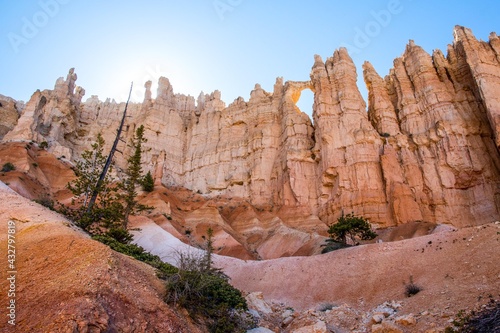 A natural rock formation of Red Rocks Hoodoos in Bryce Canyon National Park  Utah