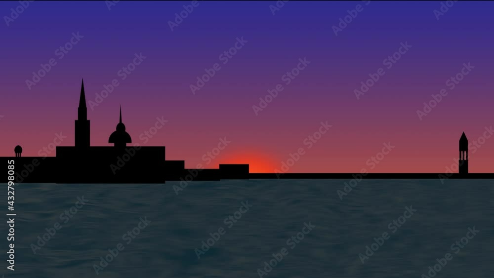 Beautiful sunrise background of the old city Beautiful sunrise background of the old city