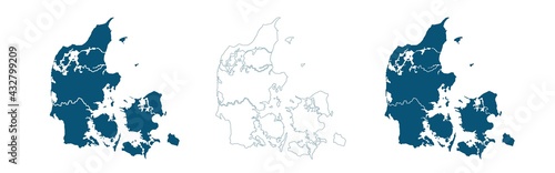 Blue map of denmark, Blue gradient Denmark map. Detailed, Mercator projection, Denmark map