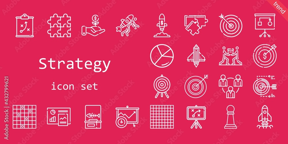 strategy icon set. line icon style. strategy related icons such as investment, target, analytics, planning, teamwork, startup, puzzle, tic tac toe, fishbone, darts, strategy, pawn, chart strategy icon set. line icon style. strategy related icons such as investment, target, analytics, planning, teamwork, startup, puzzle, tic tac toe, fishbone, darts, strategy, pawn, chart