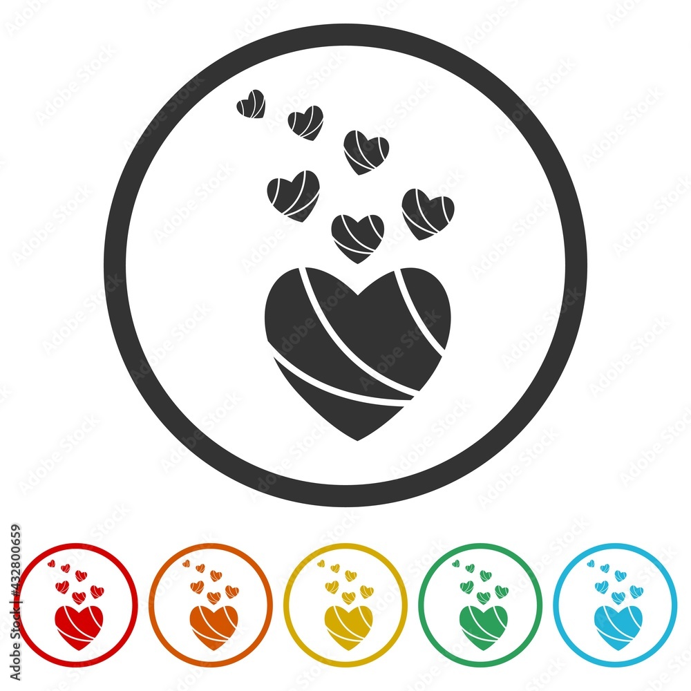 Heart shape ring icon color set Heart shape ring icon color set