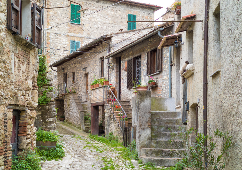 Gole del Nera (Narni, Italy) - The old railway transformed in a cycle path, with the evocative landmarks of the medieval village of Stifone and the crystalline water of Mole; Umbria region.