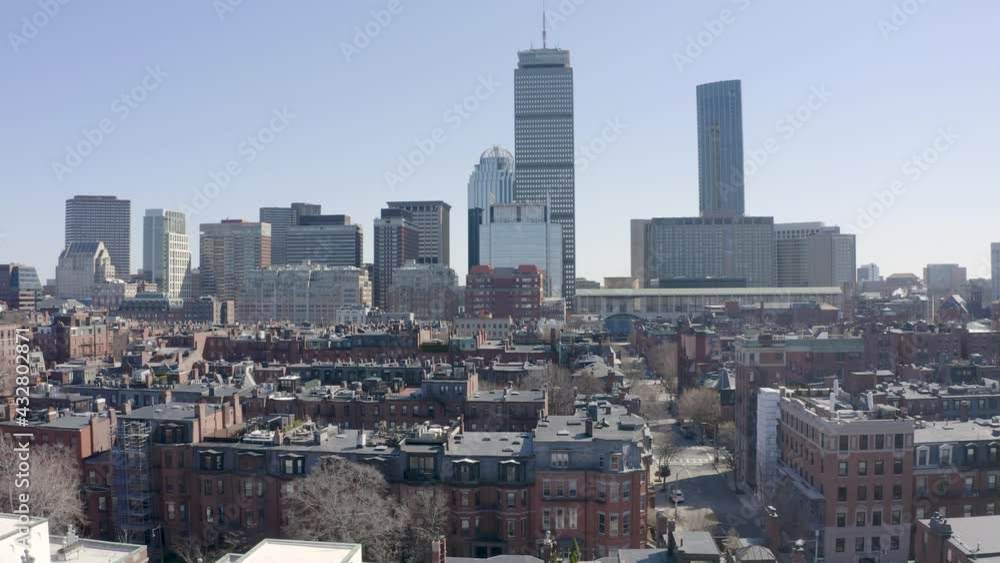 Aerial view of Gloucester St in Back Bay affluent neighbourhood of Boston, Massachusetts Aerial view of Gloucester St in Back Bay affluent neighbourhood of Boston, Massachusetts