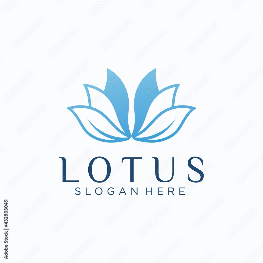 Abstract lotus logo design Linear style lotus flower logo