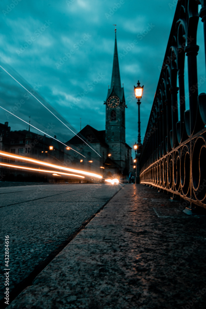 Naklejka premium long exposure zürich street city