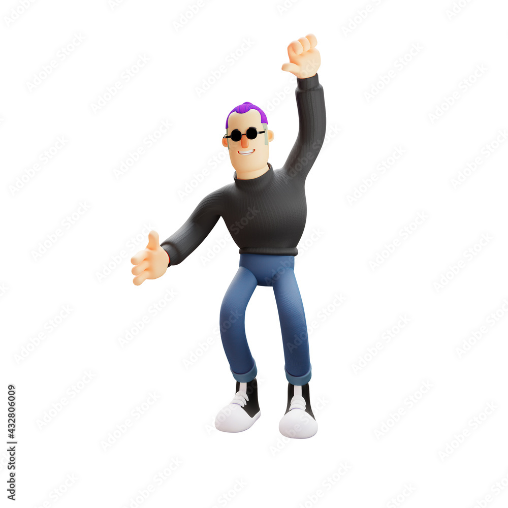 3D Cool Man Cartoon Character with a cute pose